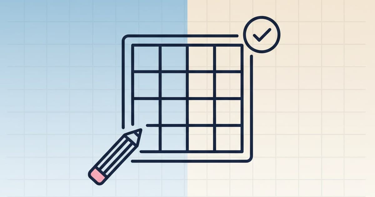 A sudoku grid worksheet with a pencil and a small checkmark icon.
